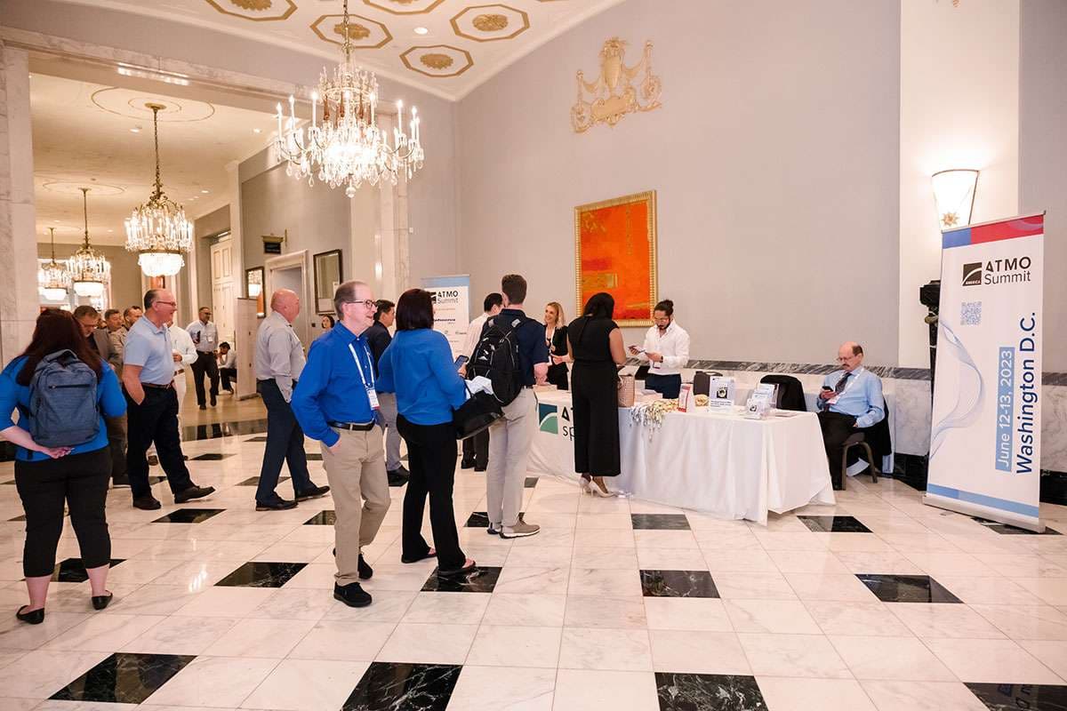 ATMOsphere America 2023 pictures. Event on Natural Refrigerants for HVACR industry. Delegates at registration desk 3